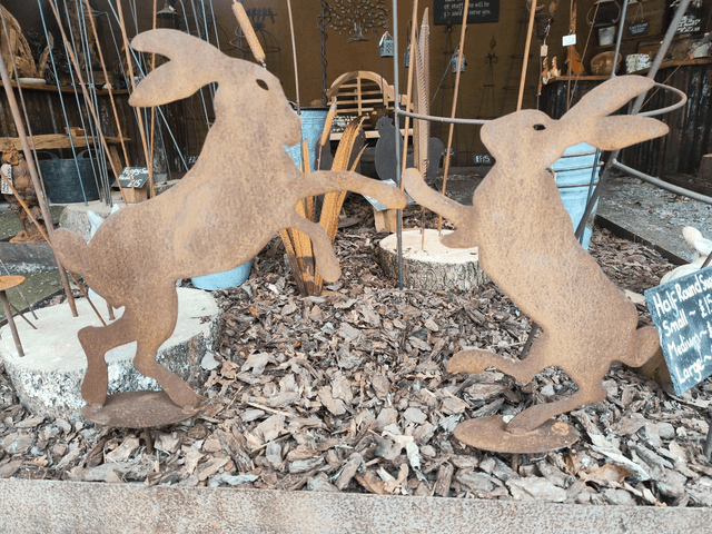 Pair of Boxing Hares Silhouettes 