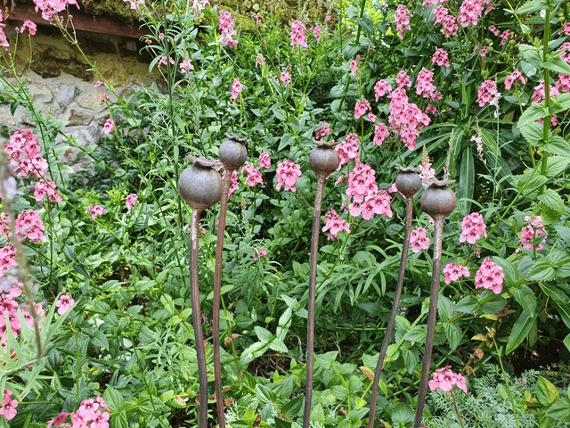 Set of 5 Metal Poppies