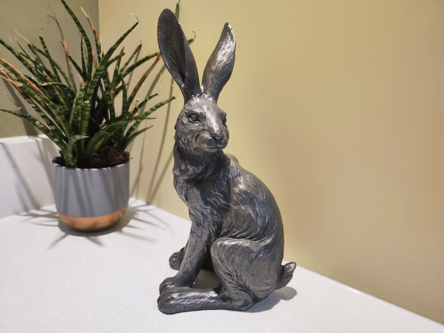 Textured Silver Coloured Hare Ornament 