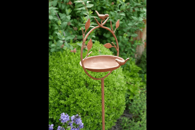 Metal Bird Feeder / Bath on a Stake 