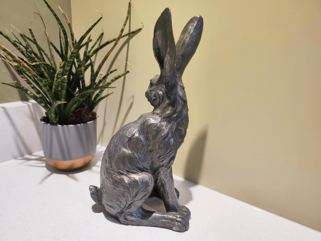 Textured Silver Coloured Hare Ornament 