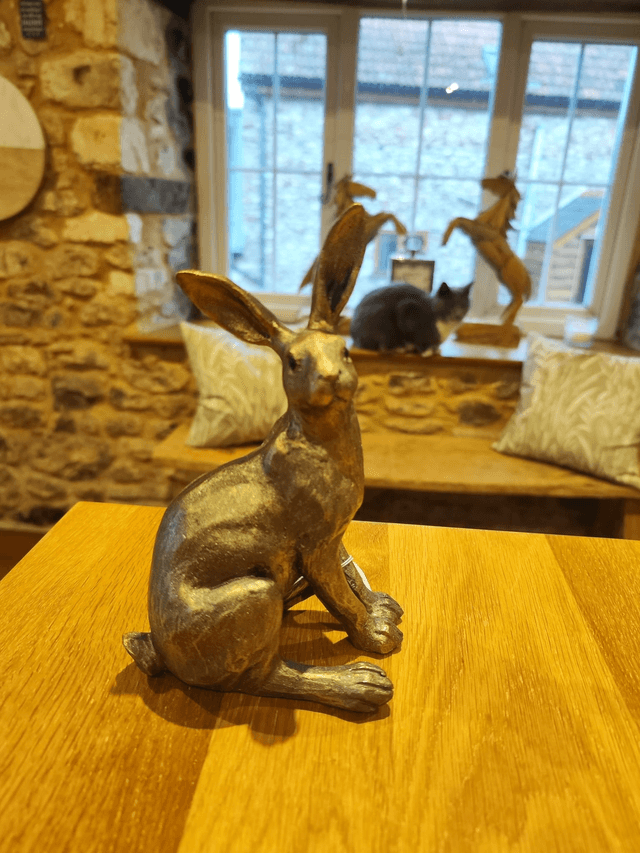 Gold/Bronze effect Hare Sitting 