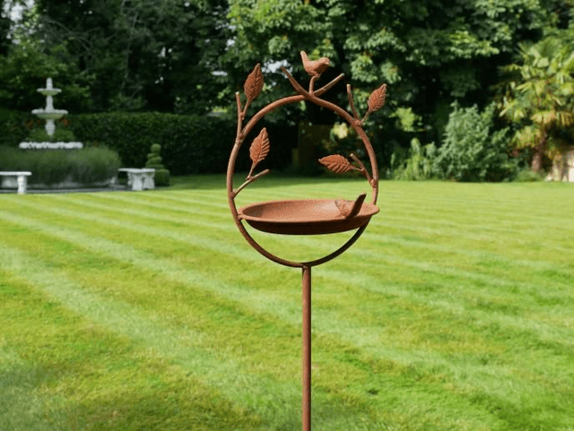 Metal Bird Feeder / Bath on a Stake 