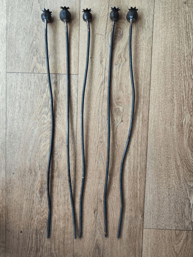 Set of 5 Metal Poppies