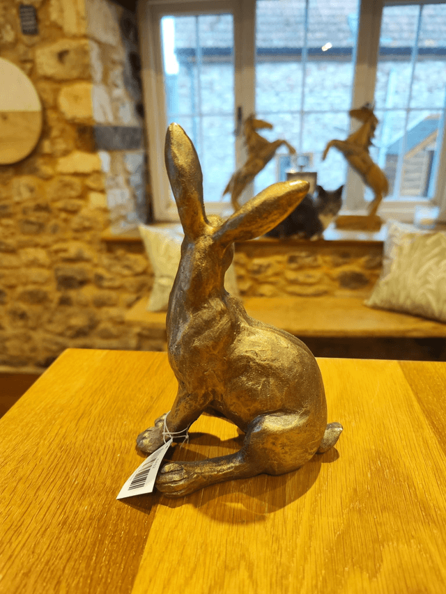 Gold/Bronze effect Hare Sitting 