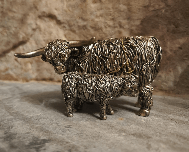 Highland Cow and Calf Ornament 