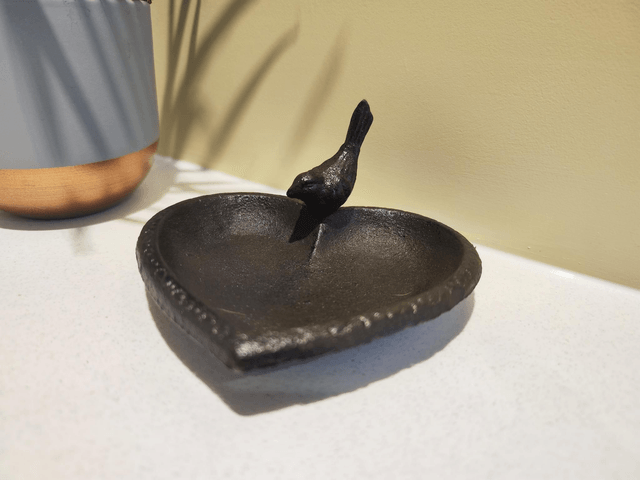 Heart Shaped Cast Iron Birdbath