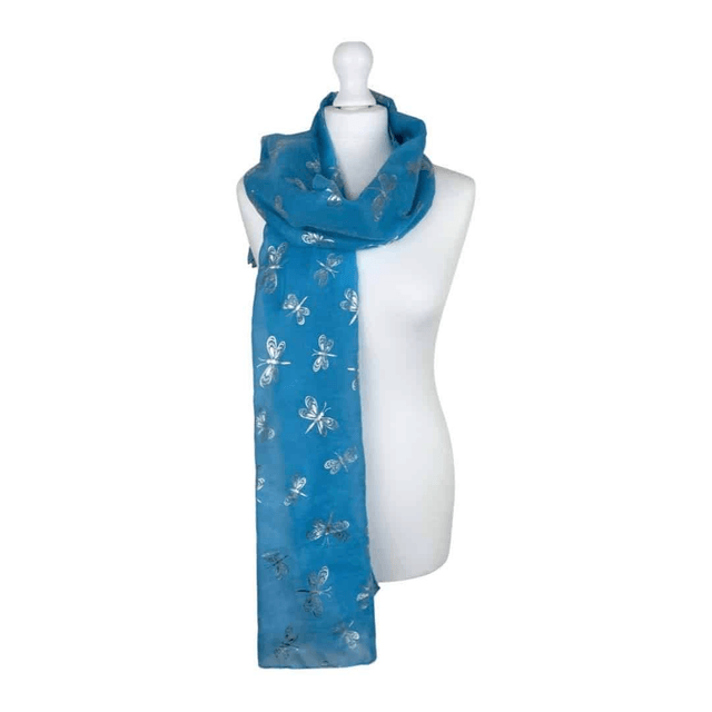 Silver Dragonfly Print Scarf - Choice of 3 Colours 