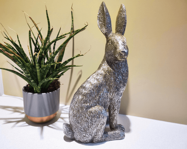 Sparkly Silver Hare Ornaments