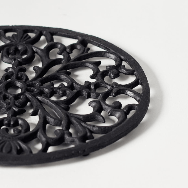 Black Cast Iron Oval Trivet 