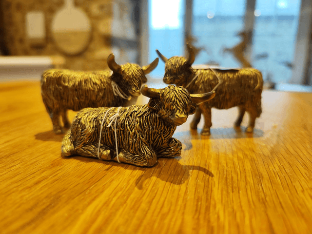 Set of 3 Small Highland Cow Ornaments 