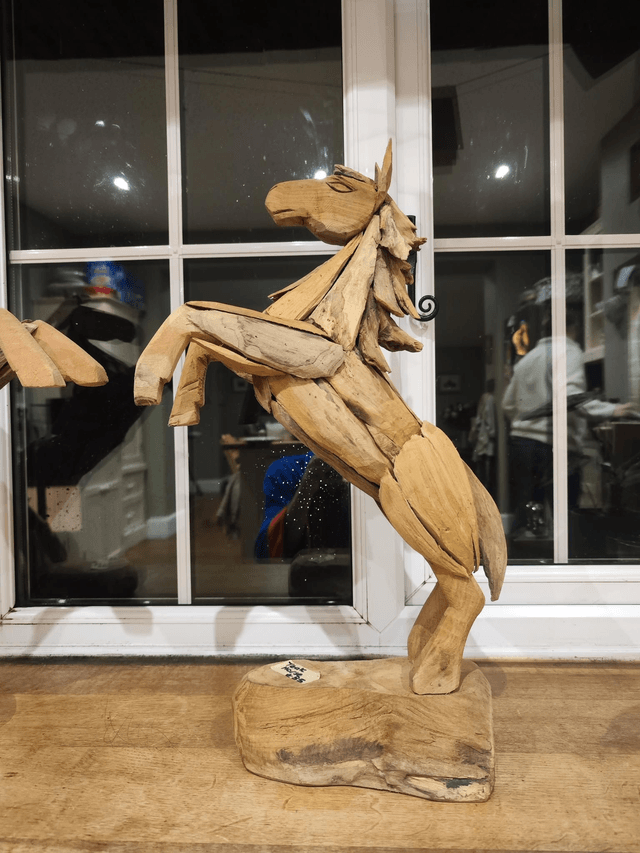 Teak Rearing Horses