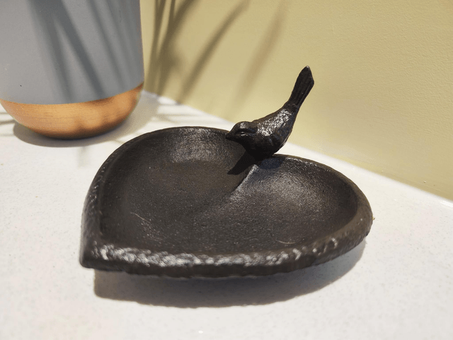 Heart Shaped Cast Iron Birdbath