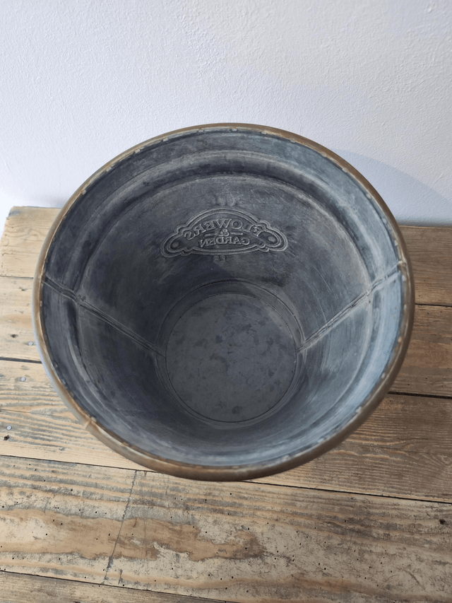 Flowers and Garden Vintage Metal Bucket