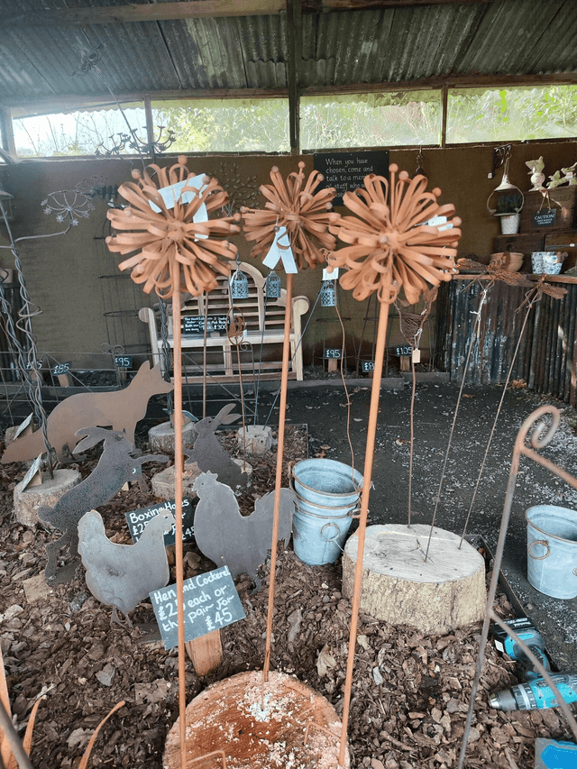 Rusty Metal Dahlia on a Stake 