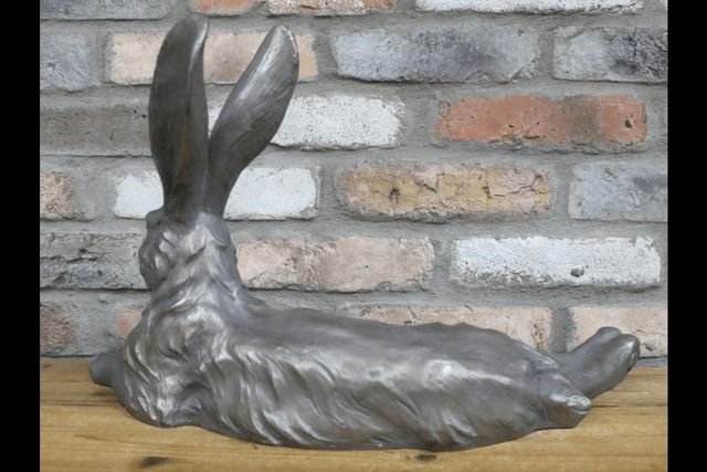 Large Textured Silver Hare Lying Down 
