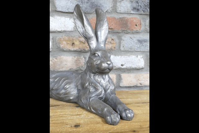 Large Textured Silver Hare Lying Down 