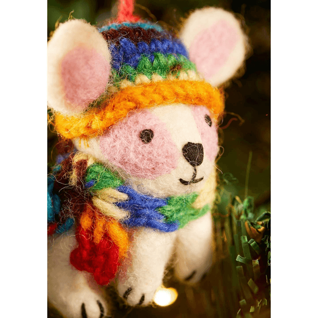 Felt Hanging Rabbit with Scarf and Hat