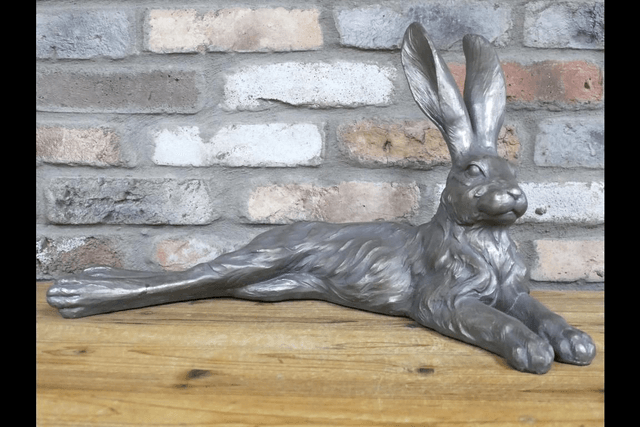 Large Textured Silver Hare Lying Down 