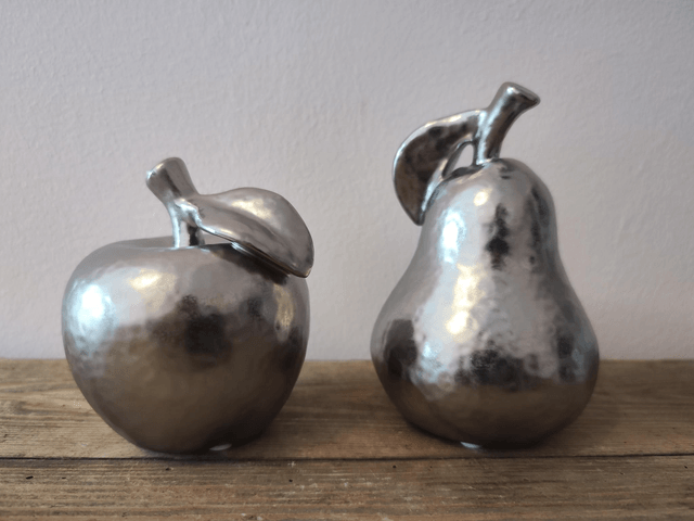 Silver Apple and Pear Ornament 