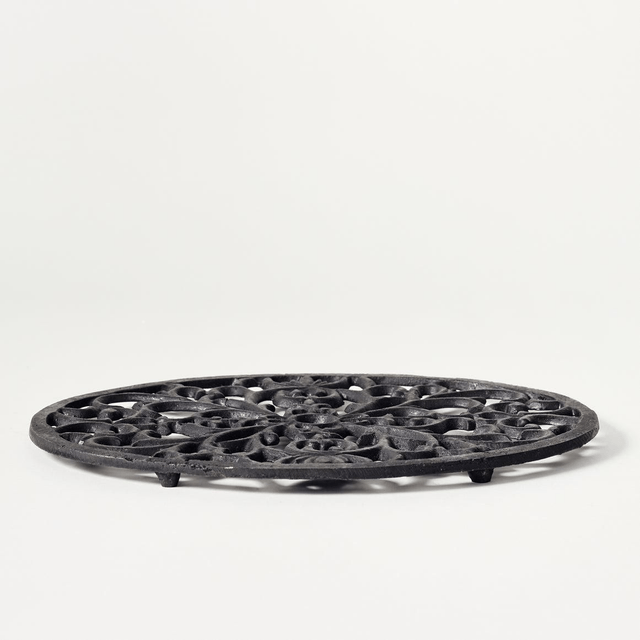 Black Cast Iron Oval Trivet 