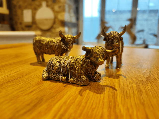 Set of 3 Small Highland Cow Ornaments 