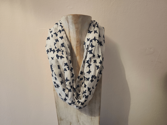 Cotton Butterfly Print Magnetic Scarf 
