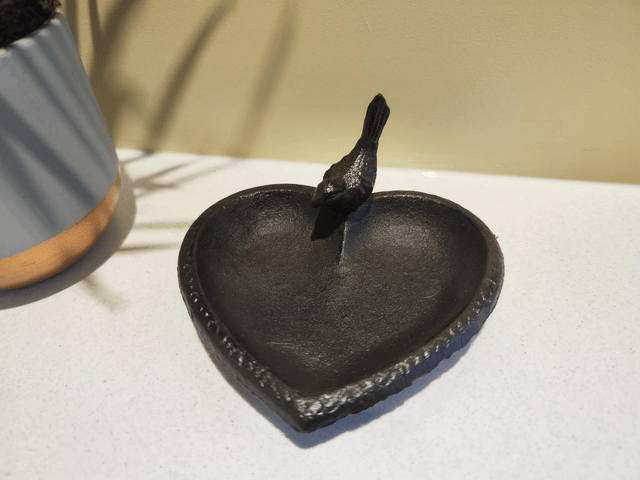 Heart Shaped Cast Iron Birdbath