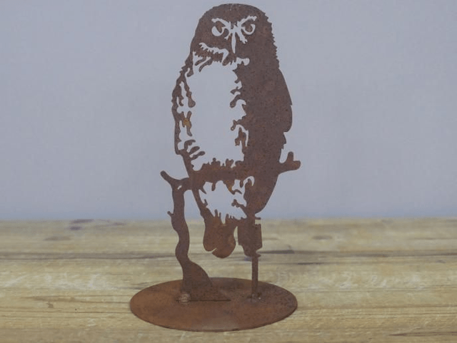 Metal Owl on a Plate 