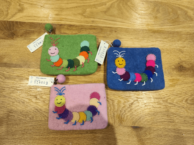Fairtrade Caterpillar Felt Bags 
