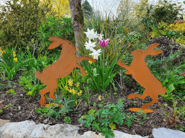 Pair of Boxing Hares Silhouettes 