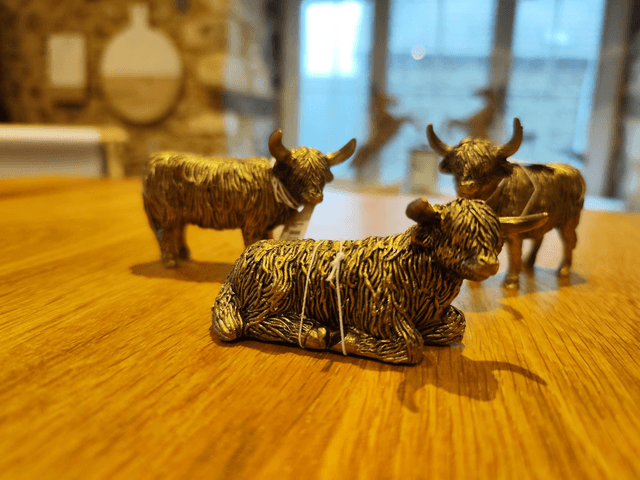 Set of 3 Small Highland Cow Ornaments 