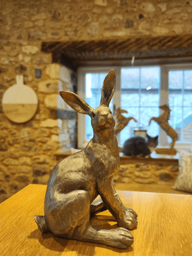 Gold/Bronze effect Hare Sitting 