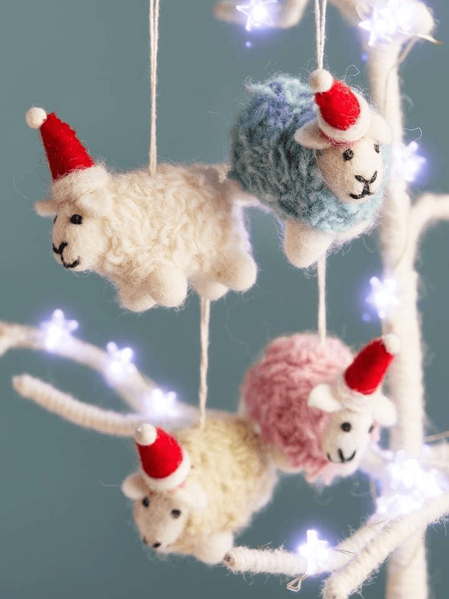 Felt Hanging Sheep Christmas Tree Decoration 