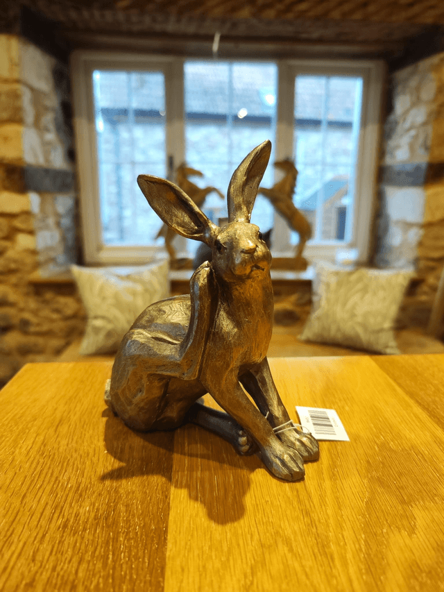 Gold / Bronze effect Resin Hare Scratching 